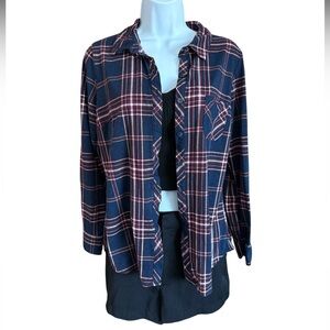Plaid Button Down Shirt - Navy and Red